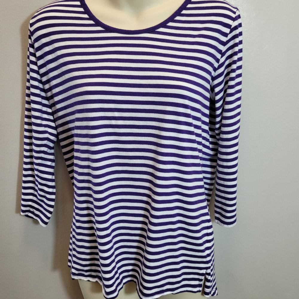 Draper's & Damon"s Navy/White Striped Scoop Neck Medium